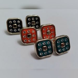 Multicolored Square Earrings Set